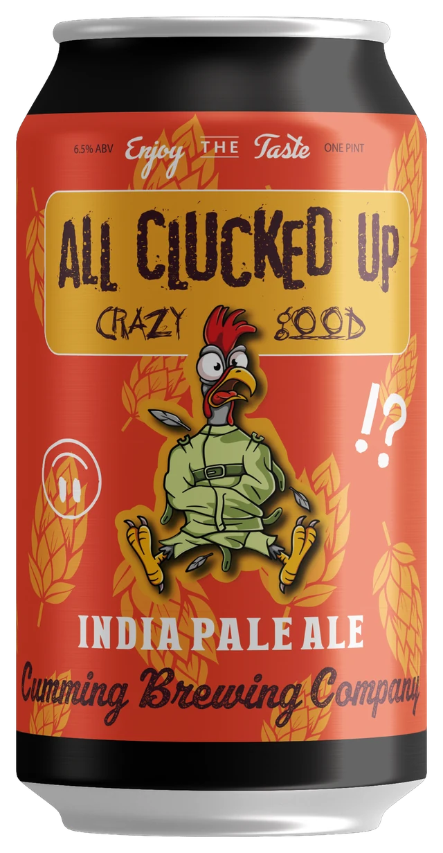 All Clucked Up IPA can, photorealistic mockup