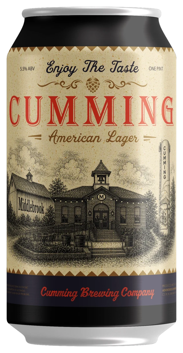 Cumming American Lager can, photorealistic mockup